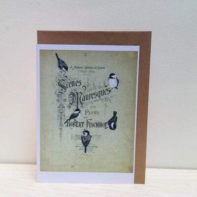 Art Print Cards - Birds & Music - Tits Variety