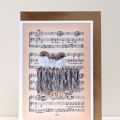 Art Print Cards - Birds & Music - 3 Musketeers