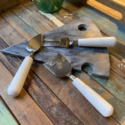 Shared Earth Set of 3 Cheese Knives with Marble Handles