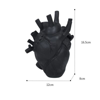 Resin Simulation Heart Shaped Vase - Black - Small
