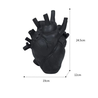 Resin Simulation Heart Shaped Vase - Black - Large