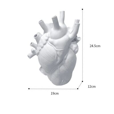 Resin Simulation Heart Shaped Vase - White - Large