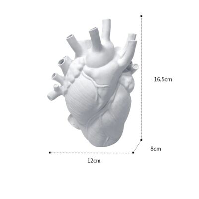 Resin Simulation Heart Shaped Vase - White - Small