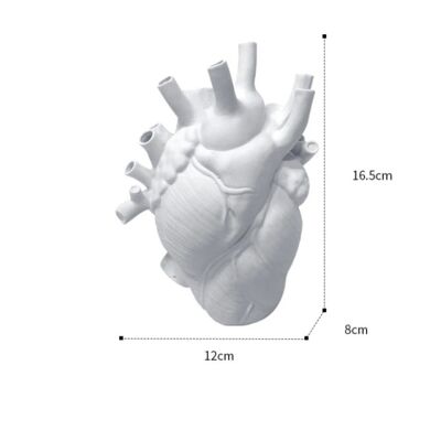 Resin Simulation Heart Shaped Vase - White - Small
