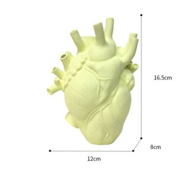 Resin Simulation Heart Shaped Vase - Yellow - Large