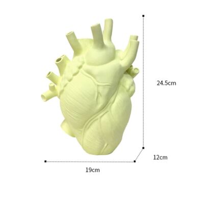 Resin Simulation Heart Shaped Vase - Yellow - Small