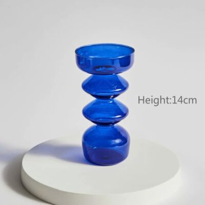 Glass Taper Candle Holder / Vase - Blue