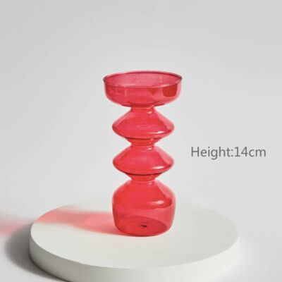 Glass Taper Candle Holder / Vase - Red