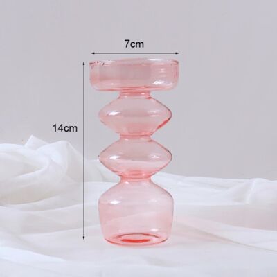 Glass Taper Candle Holder / Vase - Pink