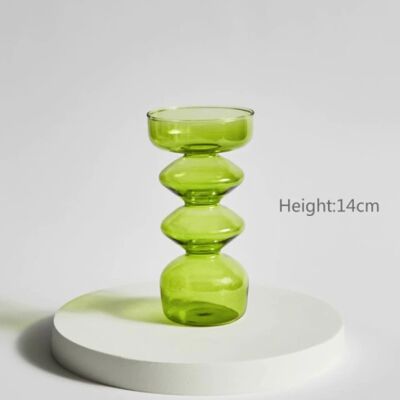 Glass Taper Candle Holder / Vase - Green