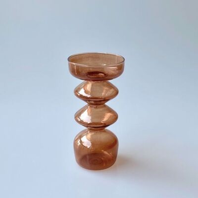 Glass Taper Candle Holder / Vase - Brown
