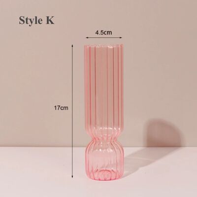 Pink Glass Candlestick Holder - K