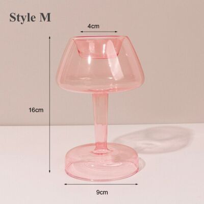 Pink Glass Candlestick Holder - M