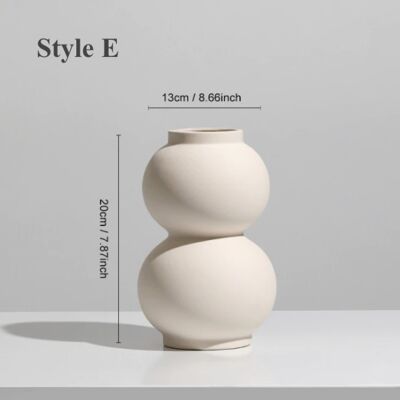 Nordic Minimalist Ceramic Flower Vase - E