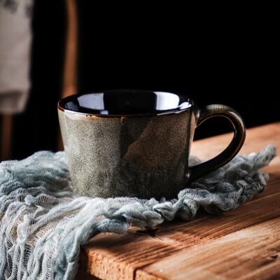 Handmade Retro Ceramic Mug - Dark Grey
