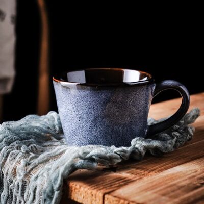 Handmade Retro Ceramic Mug - Blue