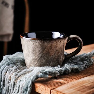 Handmade Retro Ceramic Mug - Light Grey