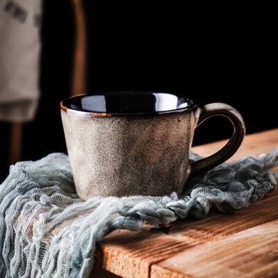 Handmade Retro Ceramic Mug - Light Grey