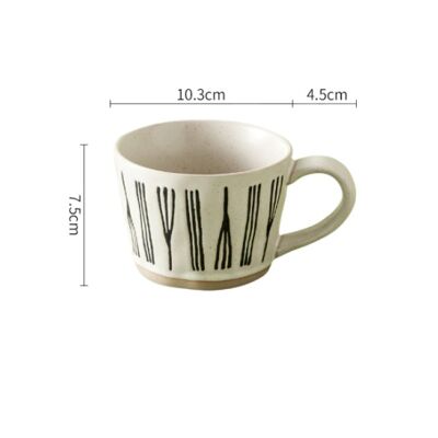 Retro Hand-painted Ceramic Cup - Black Stripe