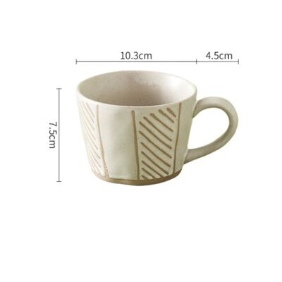 Retro Hand-painted Ceramic Cup - Beige Stripe