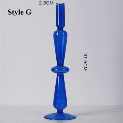 Blue Glass Candlestick Holder - G