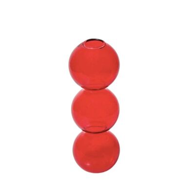 Bubble Shape Glass Vase - Short 3 Balls - Red
