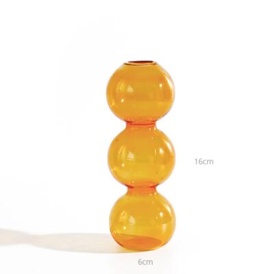 Bubble Shape Glass Vase - Short 3 Balls - Orange