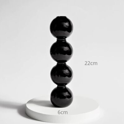 Bubble Shape Glass Vase - Tall 4 Balls - Black