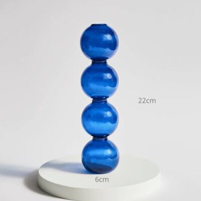 Bubble Shape Glass Vase - Tall 4 Balls - Blue