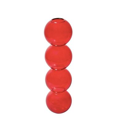 Bubble Shape Glass Vase - Tall 4 Balls - Red