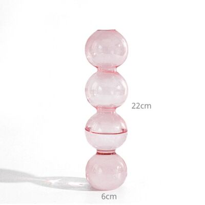 Bubble Shape Glass Vase - Tall 4 Balls - Pink