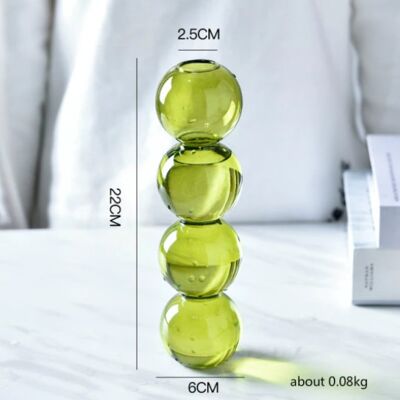 Bubble Shape Glass Vase - Tall 4 Balls - Lime Green