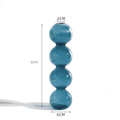 Bubble Shape Glass Vase - Tall 4 Balls - Ocean Blue