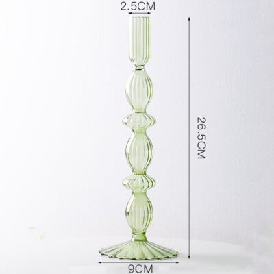 Lace Taper Glass Candlestick Holder - Green