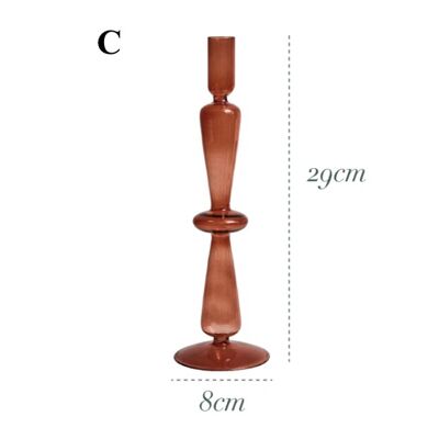 Brown Glass Candlestick Holder - C