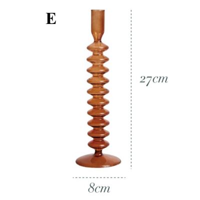 Brown Glass Candlestick Holder - E
