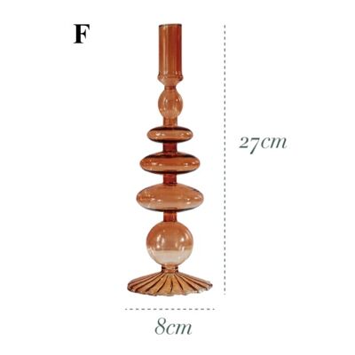 Brown Glass Candlestick Holder - F