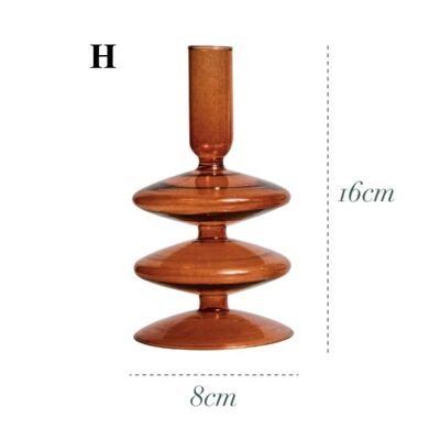 Brown Glass Candlestick Holder - H