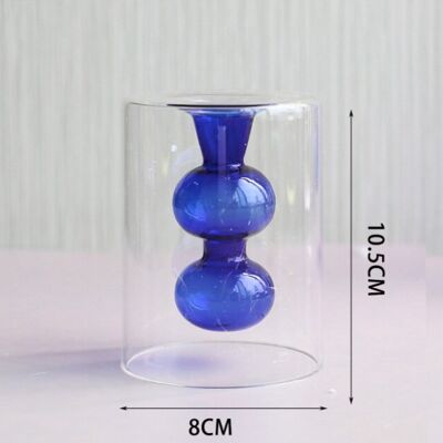 Hydroponic Transparent Glass Vase - Blue 2 Balls