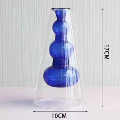 Hydroponic Transparent Glass Vase - Blue 3 Balls