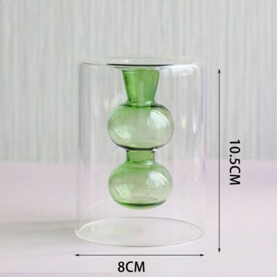 Hydroponic Transparent Glass Vase - Green 2 Balls
