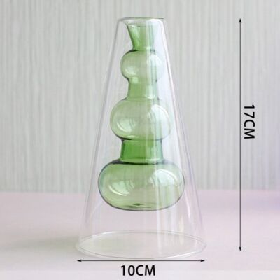 Hydroponic Transparent Glass Vase - Green 3 Balls