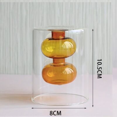 Hydroponic Transparent Glass Vase - Orange 2 Balls