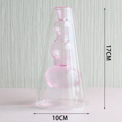 Hydroponic Transparent Glass Vase - Pink 3 Balls