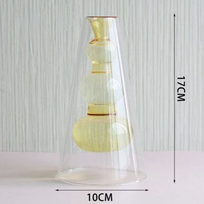 Hydroponic Transparent Glass Vase - Yellow 3 Balls
