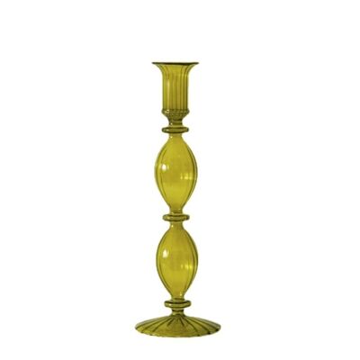 Modern Glass Candlestick Holder - Green