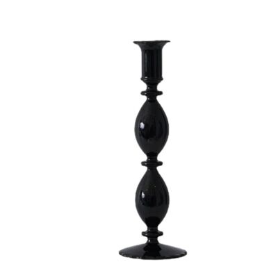 Modern Glass Candlestick Holder - Black