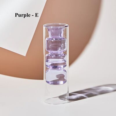 Nordic Hydroponic Colored Glass Vase - Purple E: 20cm (H) x 6.5cm (W)