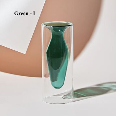 Nordic Hydroponic Colored Glass Vase - Green I: 20cm (H) x 8cm (W)