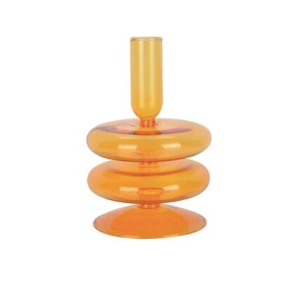 16cm Glass Candle Holder - Orange